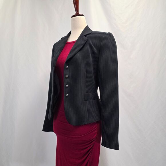 Tahari Four Button Pin Striped Blazer Size 4 Petite - Picture 5 of 11